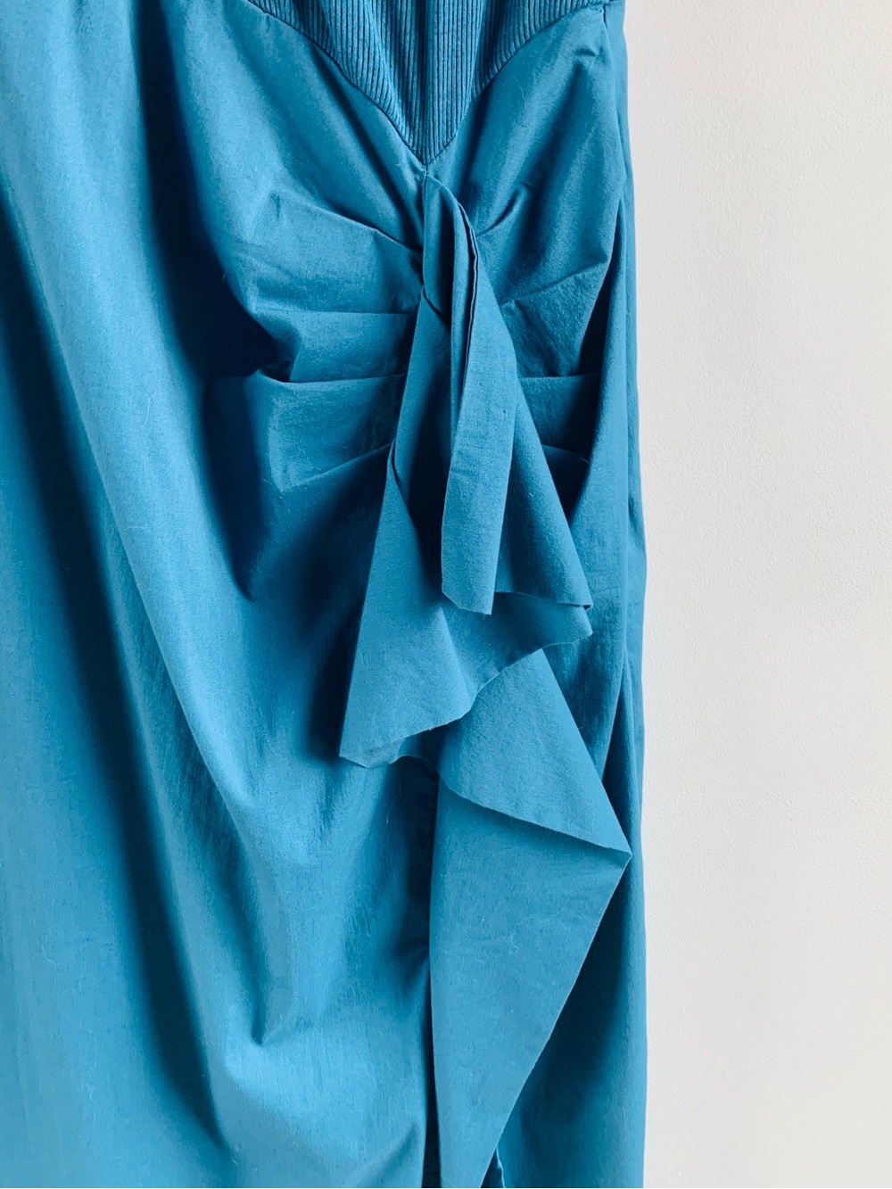 Sugar Lips Dress Deep Teal Aqua Waterfall Ruffled Sleeves Formal Party EUC Small - Picture 3 of 7